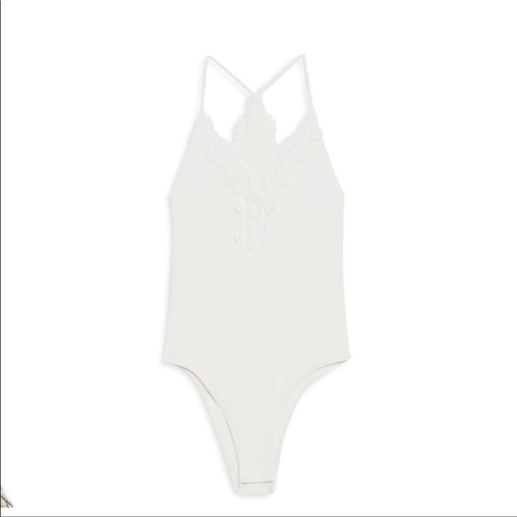 Topshop lace trim strap ribbed bodysuit - Picture 4 of 7